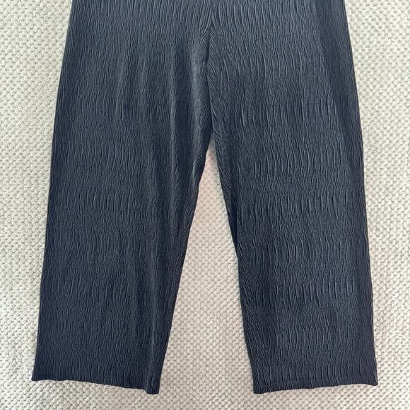 Habitat Pants Women L Black Soft Textured Wide Leg High Rise Pull On Lagenlook - Picture 4 of 14